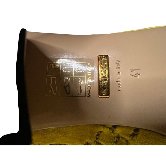 Gucci Yellow Velvet GG Marmont Block Heel Pumps – Size 41 100% Authentic New - Picture 8 of 16